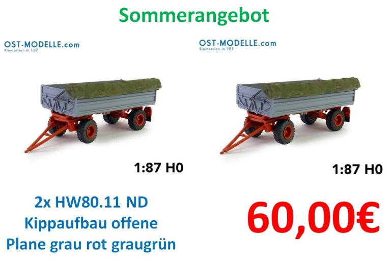 Set 2 Stück HW 80.11 ND Kippaufbau mit offener Plane